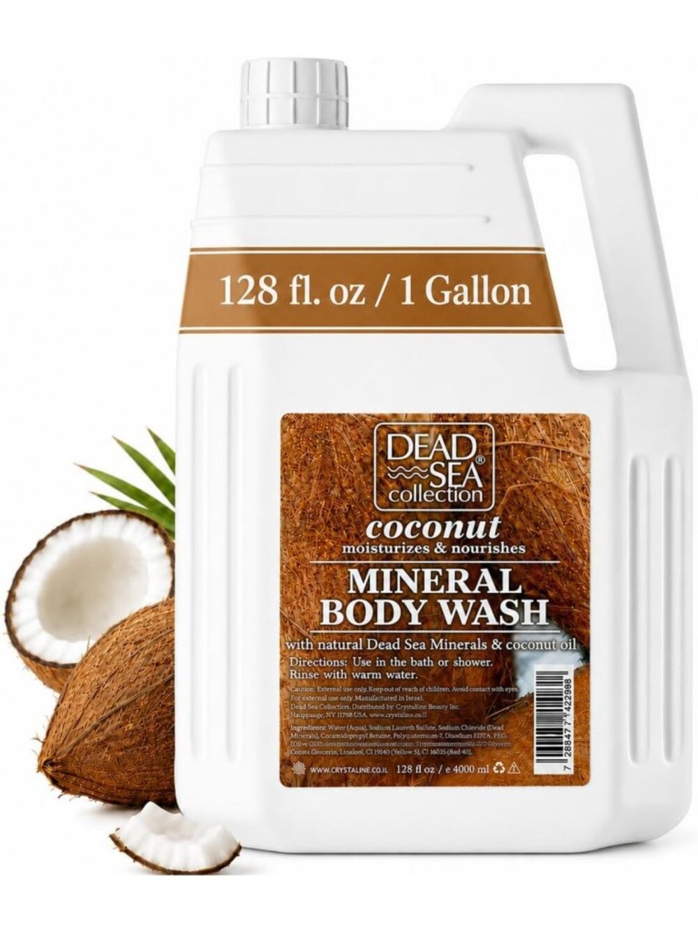 Coconut Body Wash Refill for All, Bulk Size with Dead Sea Minerals & Oil, 128